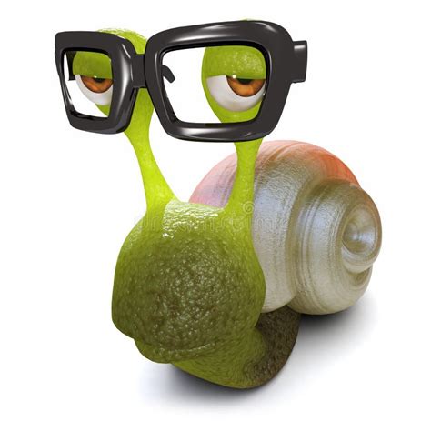 3d Funny Cartoon Snail Wearing Glasses Stock Illustration