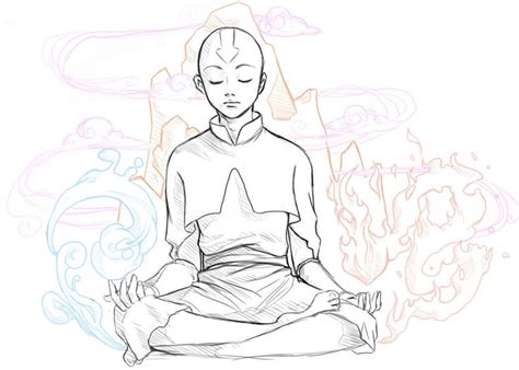 Aang Meditation By Spartichi On Deviantart Aang Sketches Drawings