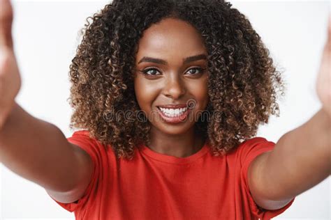 close up shot of sensual attractive and kind gentle african american woman looking confident and