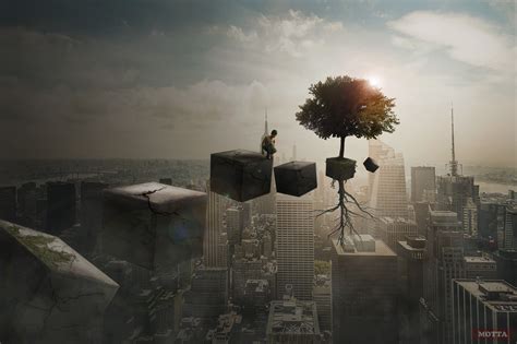 Green Tree City Motta123 Photoshop Digital Art Hd Wallpaper