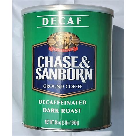 Chase And Sanborn Decaffeinated Dark Roast Ground Coffee 3 Lb Tin