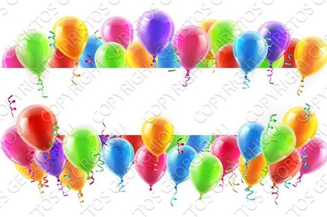 Balloons Party Banner Graphic Objects Creative Market
