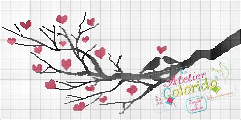 This is so easy to make even for beginners. free love birds tree branch cross stitch pattern | Cross ...