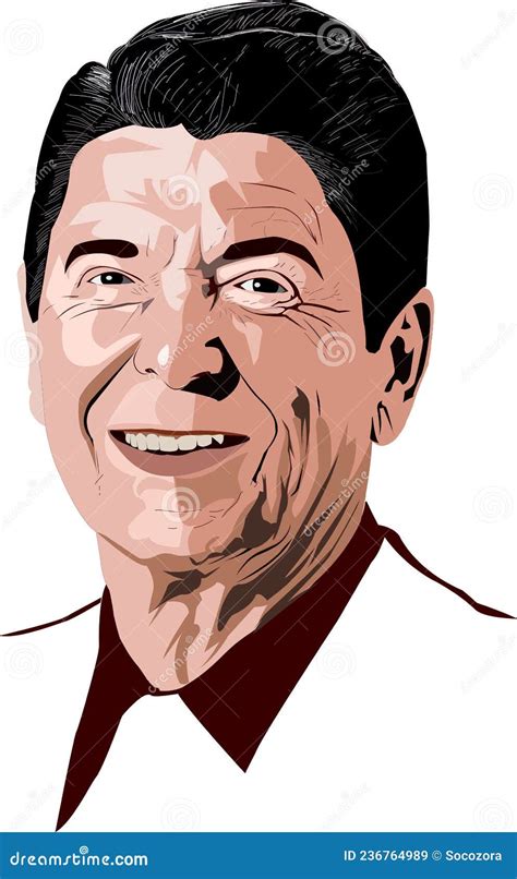Ronald Reagan Portrait Vector Illustration Editorial Stock Image