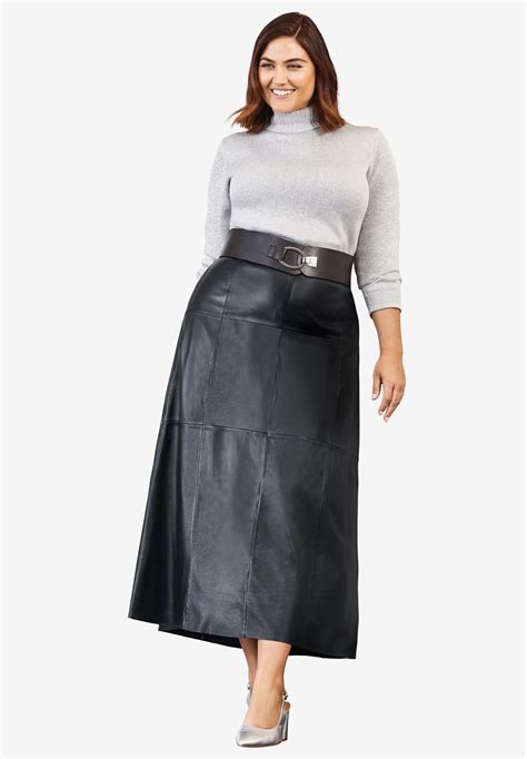 jessica london women s plus size leather midi skirt ebay