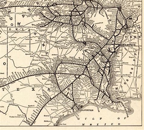 1923 Antique Missouri Pacific Railroad Map Vintage Railway Map 7599