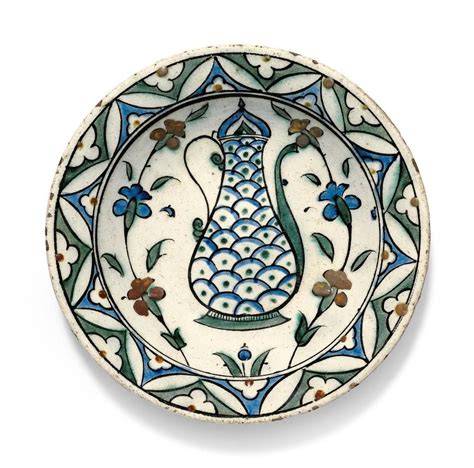 Sold Price An Iznik Polychrome Pottery Dish With Ewer Turkey Th