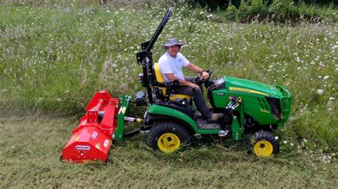 Flail Mower And Sub Compact Tractor Vs Overgrown Grass Weeds And