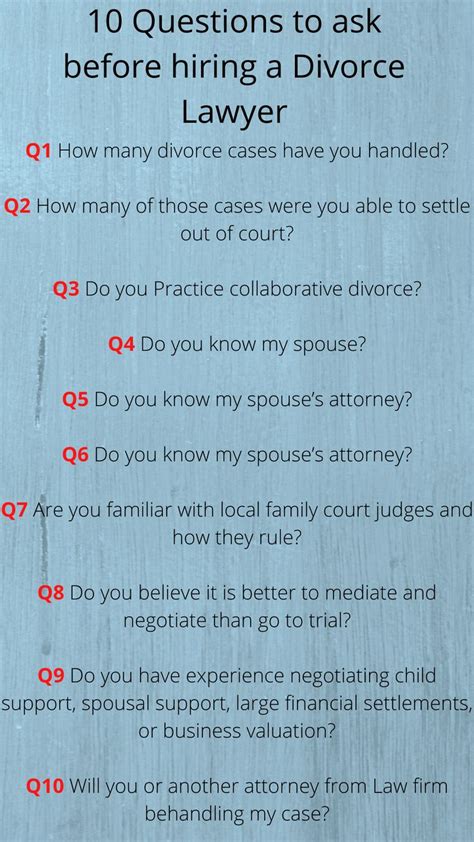 25 What Questions To Ask A Divorce Lawyer References US Folder