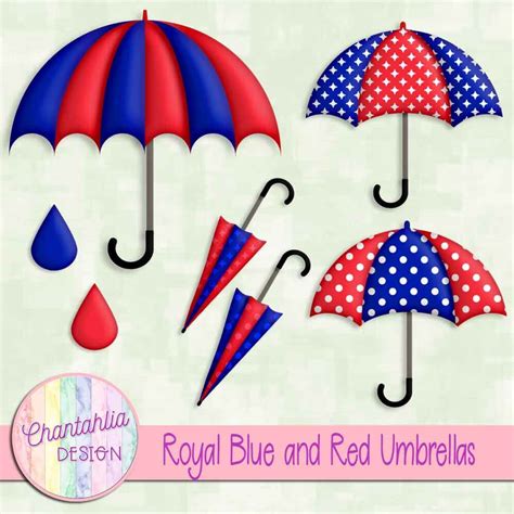Free Royal Blue And Red Umbrellas For Digital Scrapbooking