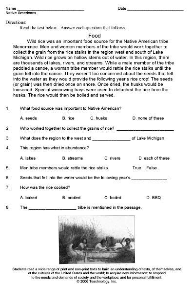51 Reading And Questions Worksheets | Native american studies, Native