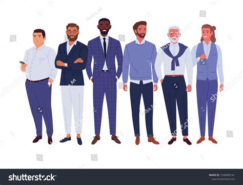Businessmen Team Vector Illustration Diverse Standing Stock Vector