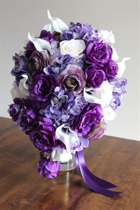 royal purple wisteria and white silk wedding flowers part 1 — silk wedding flowers and