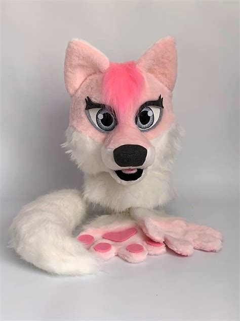 Us Stock Pink Wolf Fursuit Fursuit Head Wolf Fursuit Partial Etsy Uk