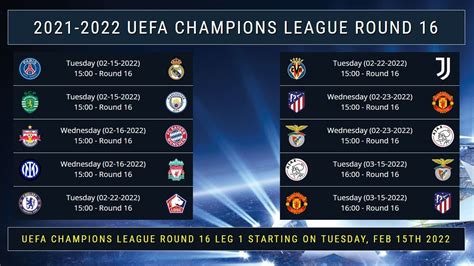 Uefa Champions League Round 16 Fixtures 202122 Champions League