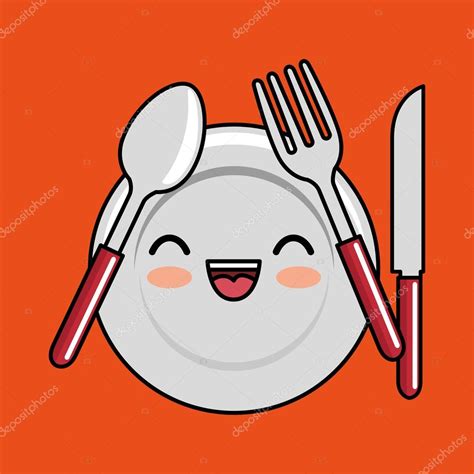 / dbb remond assiette garde au chaud verte + couverts. Clipart: plate and fork | Kawaii plate fork spoon knife ...