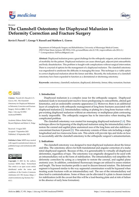 Pdf The Clamshell Osteotomy For Diaphyseal Malunion In Deformity