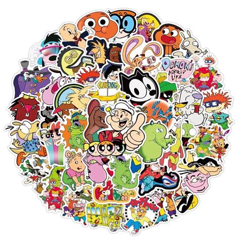 Stickers 50pc Cartoon Network Cartoons Old School Nostalgia Series