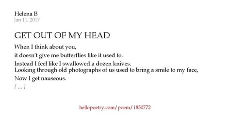 Get Out Of My Head By Helena B Hello Poetry