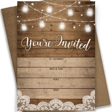amazoncom rustic fill  party invitations  invites  envelopes