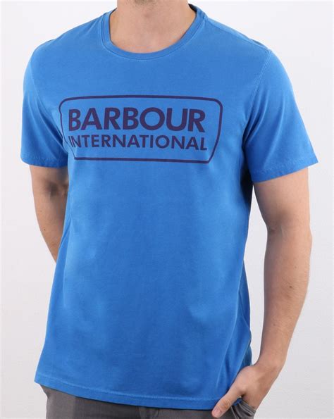 Barbour Large Logo T Shirt In Blue 80s Casual Classics