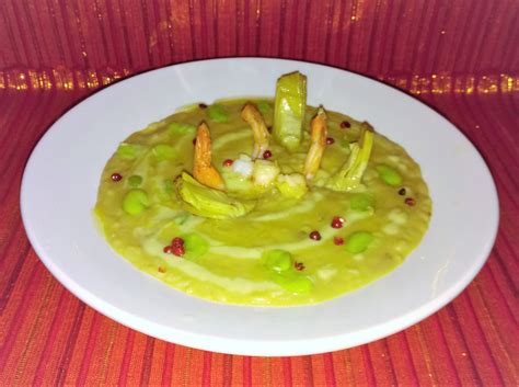 Aggiungete le fave e cuocete per 5 minuti. Vellutata di fave, carciofi, riso e mazzancolle del ...