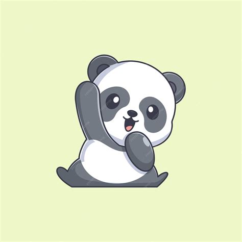 Premium Vector Cute Panda Waving Hand Cartoon