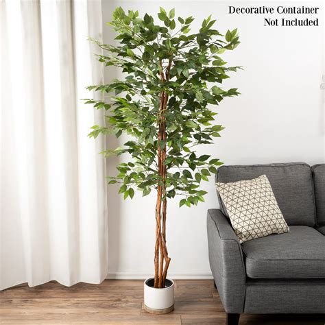 Artificial Ficus Tree 80 Inch Potted Silk Tree Indoor Faux Plant By