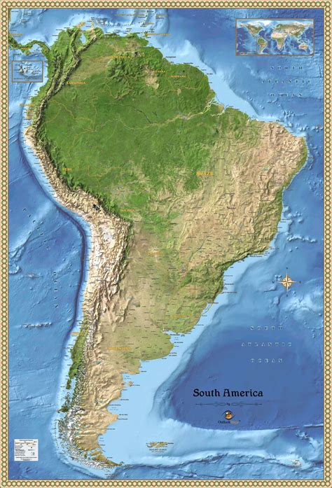 South America Satellite Wall Map By Outlook Maps