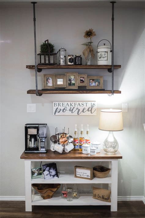 In designing our homestead to feel like home, the small nooks and crannies spaces can be seen as a frustration or as an opportunity. Farmhouse Coffee Bar | Coffee bar home, Cool kitchens ...