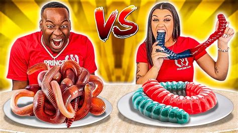 Real Food Vs Gummy Food Challenge Youtube