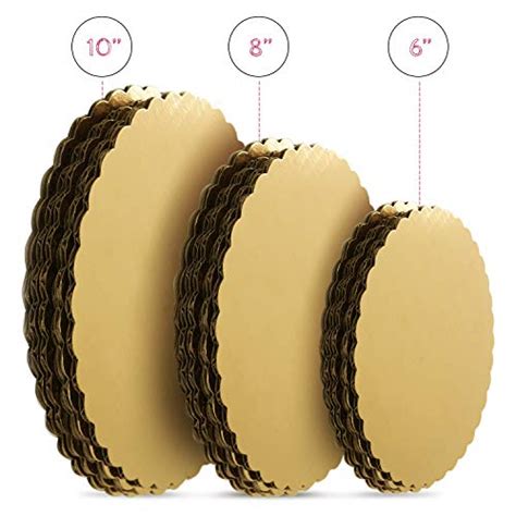 Set Of 18 Gold Cake Board Rounds Circle Cardboard Base 6 8 And 10