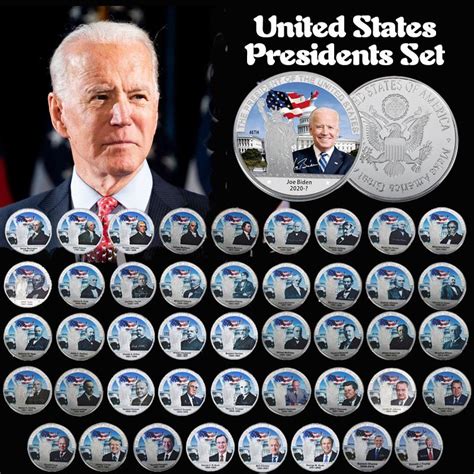 All Us Presidents Silver Plated Commermorative Coin Sets In Album Us