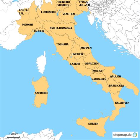 Die italien karte bietet eine übersicht über alle regionen italiens. Italien Bundesländer Karte | goudenelftal