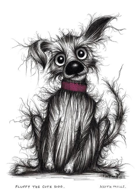 Fluffy The Cute Dog Drawing By Keith Mills