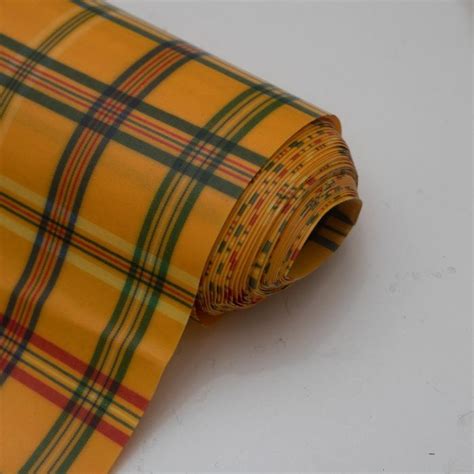 Yellow Plaid Oilcloth Lightweight Furnishing Fabric
