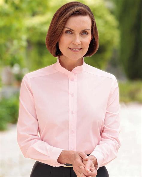 ladies mandarin collar polycotton blouse available in 4 colours