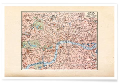 London United Kingdom 1899 Map Poster Juniqe