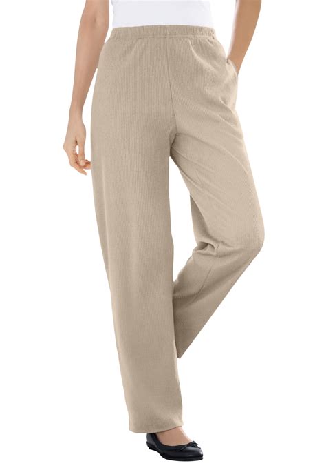 Woman Within Womens Plus Size 7 Day Knit Ribbed Straight Leg Pant Pant