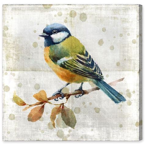 Oliver Gal Blue Bird Painting Print On Wrapped Canvas Wayfair