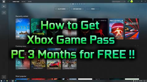 How To Get Xbox Game Pass For Pc 3 Months For Free Youtube