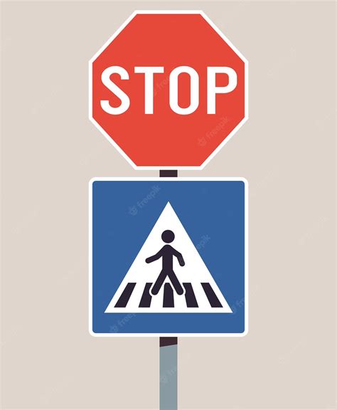 Premium Vector Traffic Signs On City Road And Transportation Simple