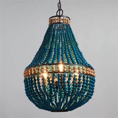 Turquoise Wood Bead Teardrop Light Chandelier By World Market Wood