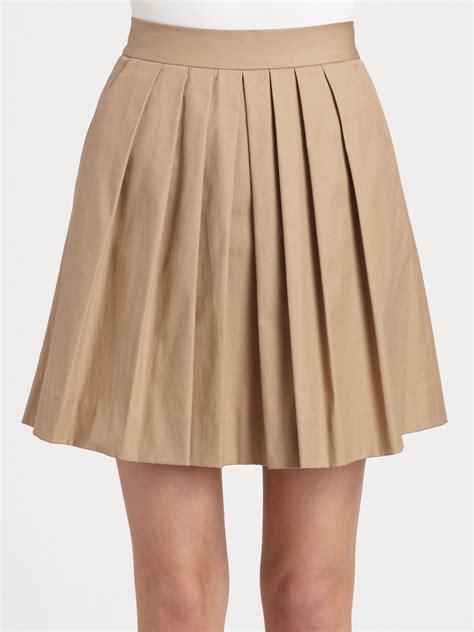 Lyst Dkny Pleated Skirt In Natural
