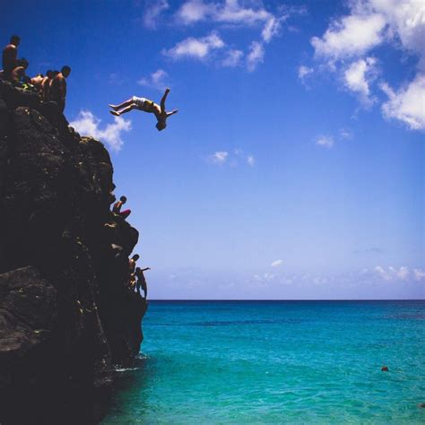 Cliff Jumping At Waimea Bay On North Shore Oahu Waimea Bay 100