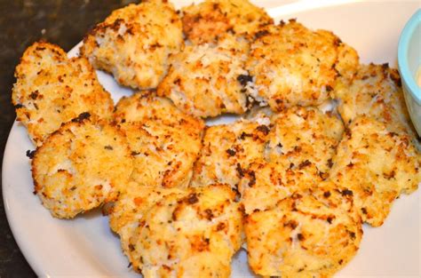 Instead of baking, just pop the baking tray into the freezer. Cauliflower Chicken Nuggets just about 10 nuggets are 260 ...