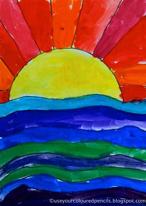 Warm Sky Cool Sea Color Art Lessons Colorful Art Projects