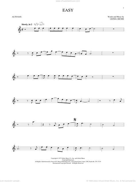commodores easy sheet   alto saxophone solo