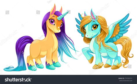 Baby Unicorn Pegasus Cute Eyes Cartoon Stock Vector Royalty Free