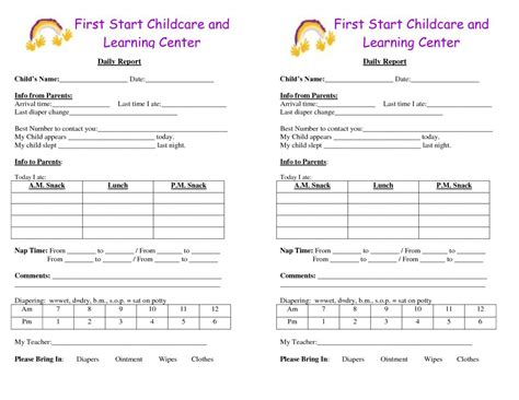 The Awesome Daycare Infant Daily Report Template And Baby Log Forms